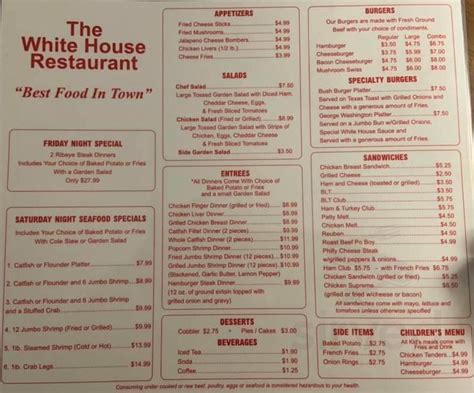 White House Restaurant menus in Warrior, Alabama, United States