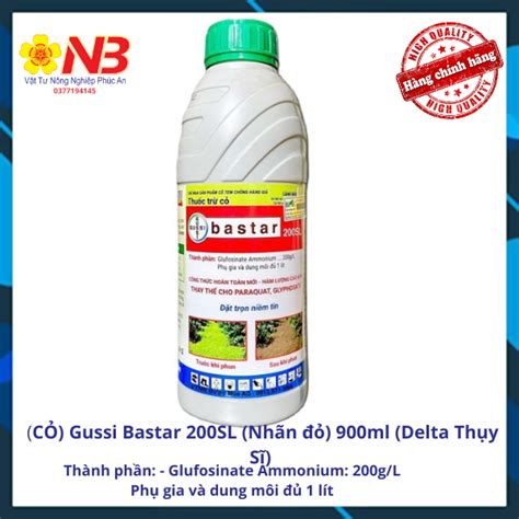 (CỎ) Gussi Bastar 200SL (Nhãn đỏ) 900ml (Delta Thụy Sĩ) Trừ cỏ mần trầu và nhiều loại cỏ khác ...