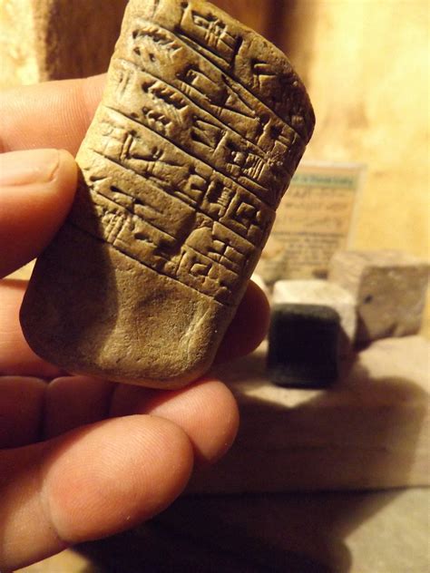 Sumerian cuneiform writing tablets - replica set. Ancient writing of ...