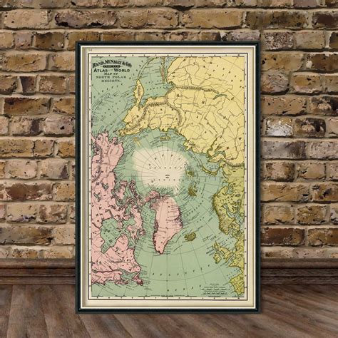 Map of North Pole regions - Arctica map fine print on paper or canvas