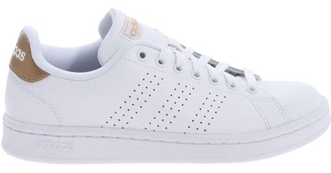 adidas Leather White Advantage Sneakers With Gold Detail - Lyst