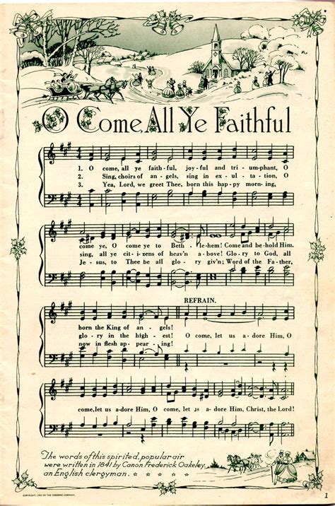 O Come All Ye Faithful | Christmas sheet music, Christmas music, Vintage christmas