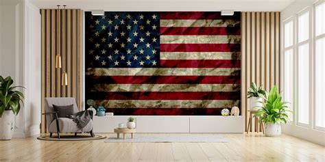 American Flag Wall Mural Wall Decor Vintage Flag Wall Art Peel - Etsy