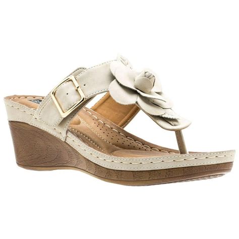 GC Shoes - GC SHOES Womens Flora Flower Thong Sandals 6.5 Natural beige ...