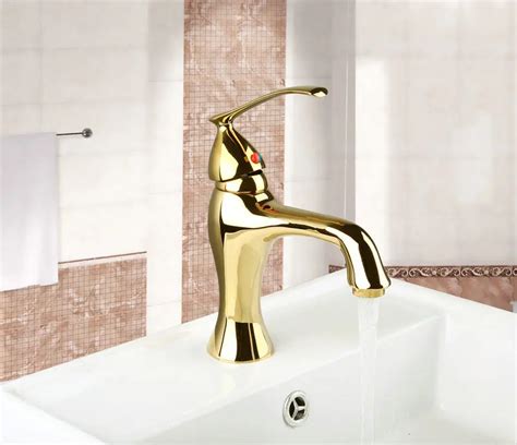 YANKSMART Modern Bathroom Basin Sink Faucet Washbasin Vessel Faucets Vanity Mixer Taps Golden ...