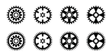 Gear icon set, gear vector set, gear clipart all black sets 4186019 Vector Art at Vecteezy