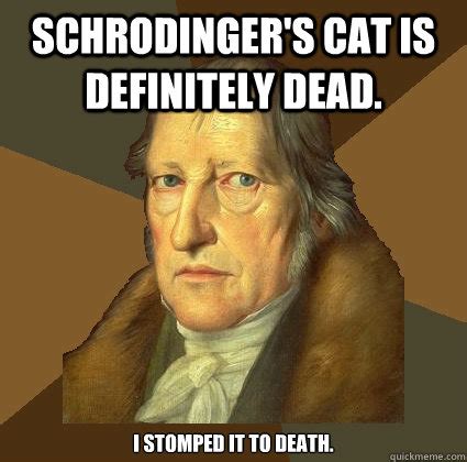 Schrodinger's cat is definitely dead. i stomped it to death ...