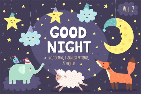 Good Night Vol. 2: patterns & cards ~ Illustrations ~ Creative Market