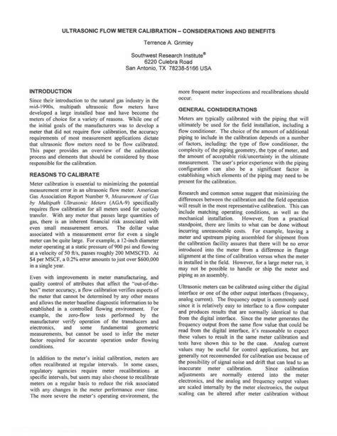 (PDF) ULTRASONIC FLOW METER CALIBRATION - CONSIDERATIONS AND - DOKUMEN.TIPS