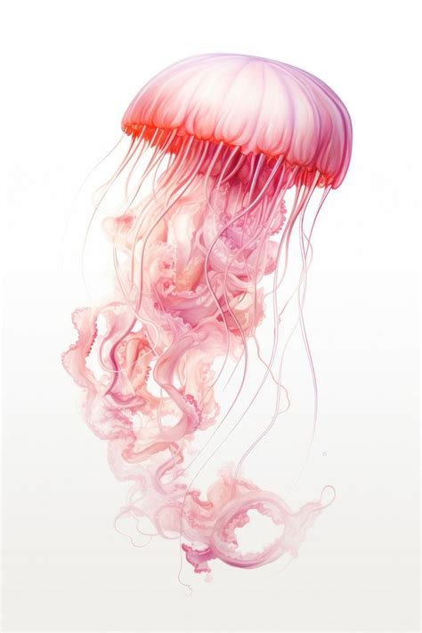 Pink jellyfish drawing sketch invertebrate. | Free Photo Illustration ...