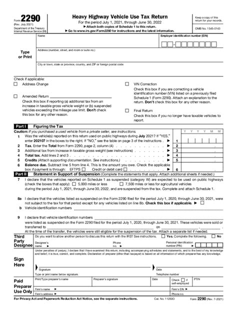 2021 Form IRS 2290 Fill Online, Printable, Fillable, Blank - pdfFiller