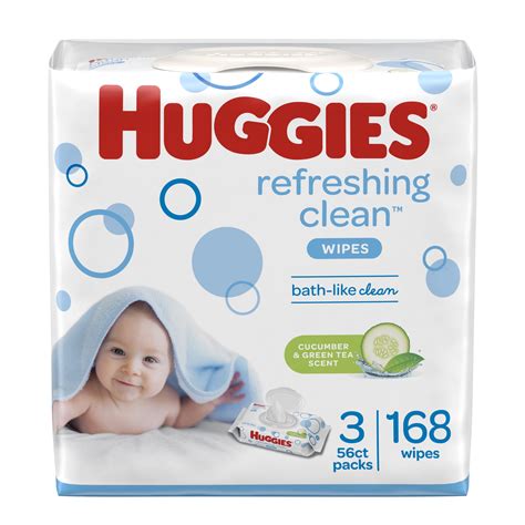 HUGGIES Refreshing Clean Baby Wipes, Disposable Soft Pack (3-Pack, 168 Sheets Total), Scented ...