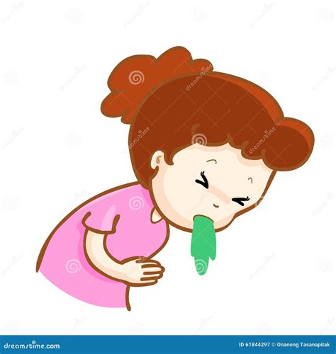 Ill Woman Vomiting Cartoon Cartoon Vector | CartoonDealer.com #61844297