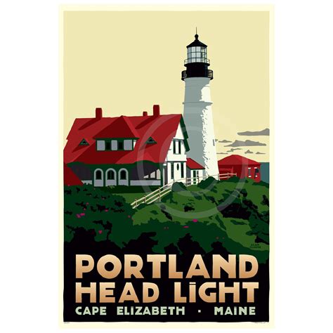 Portland Head Light Art Print 36" x 53" Travel Poster By Alan Claude - Maine | Portland head ...