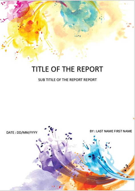 Cover Page - Download Template For MS Word - Color splashes Cover ...