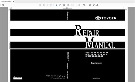 Toyota Forklift Sevice Repair Manual & Parts Catalog