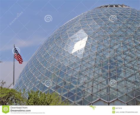 Large Domed Greenhouse and Flag Stock Image - Image of giant, blue: 8477619