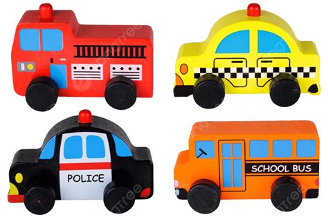 Collection Of 4 Wooden Toy Cars On A, Isolated, Background, Icon PNG Transparent Image and ...