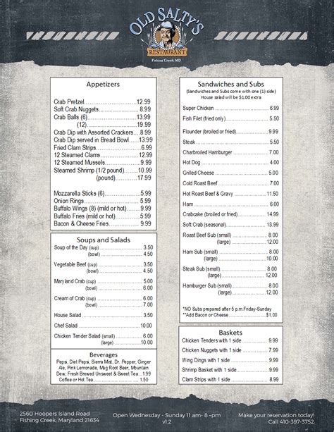 Menu – Old Salty's