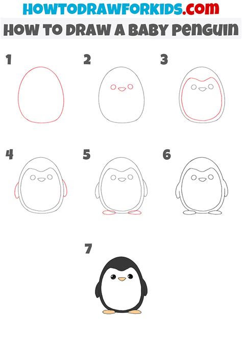 How to Draw a Baby Penguin - Easy Drawing Tutorial For Kids