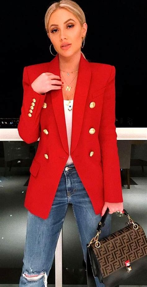 Get 15% off early spring fun! red blazer red gold button blazer womens ...