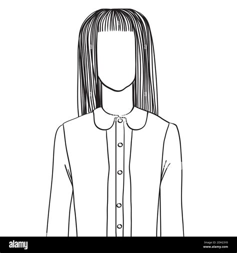 Long hair short bang woman avatar Stock Photo - Alamy