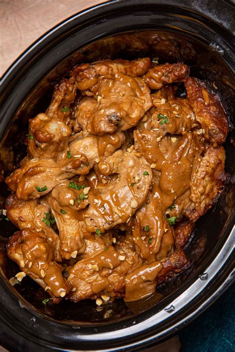 Slow Cooker Thai Peanut Chicken Wings Recipe - Dinner, then Dessert