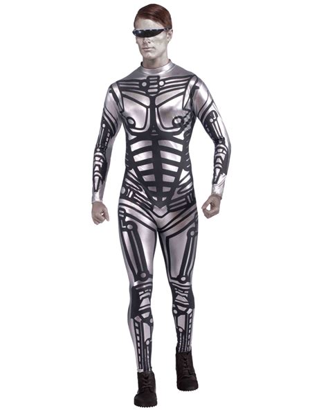 CL122 Robot Sci-Fi Silver Space Futuristic Fancy Dress Mens Bodysuit Costume | eBay