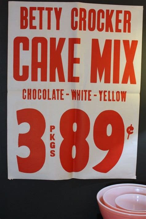 Vintage 1950s Betty Crocker Grocery Store Price Poster