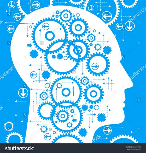 Head And Brain Gears In Progress. Concept Of Human Thinking Stock ...