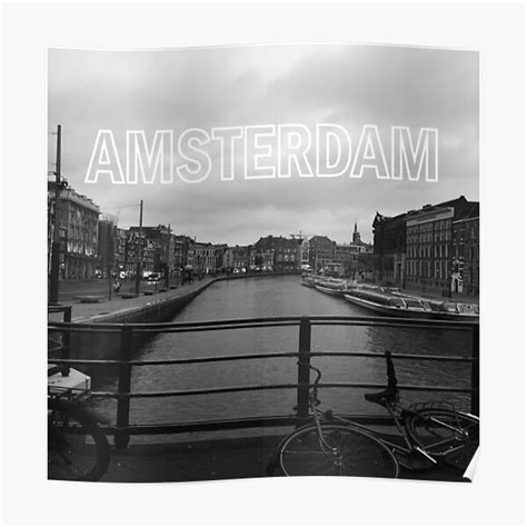 "Amsterdam city in the netherlands in black and white " Poster for Sale ...