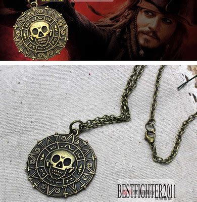 Pirates Of The Caribbean Aztec Coin Necklace Skull Necklace Vintage Pendants C70 -- Antique ...