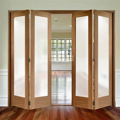 Free fold Oak Pattern 10 Style Folding 4 Door Set with Obscure Glass, Height 2090mm, Width 250 ...