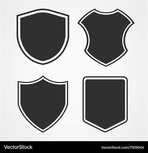 Black shield icon set with different shapes Vector Image