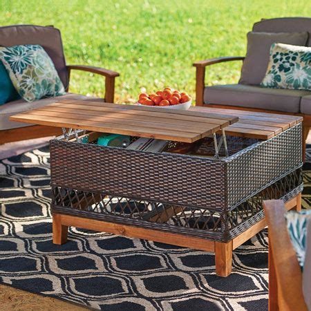 Outdoor Coffee Table With Storage - SWEETYHOMEE