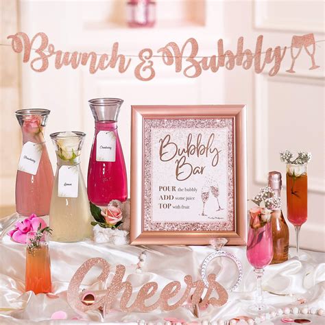 Buy PRESTIGE Mimosa Bar Kit | Bridal Shower Decorations, Rose Gold Bachelorette Party ...