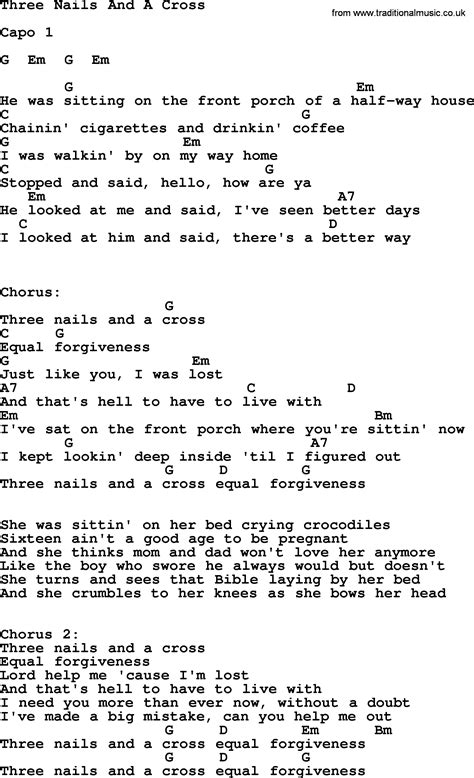 Three Nails And A Cross, by George Strait - lyrics and chords