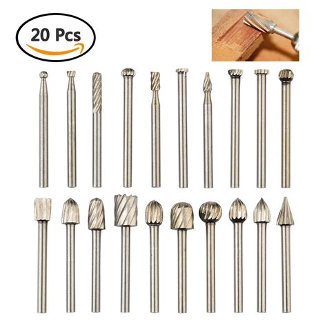 Set 20PCS Drill Bits Tool Dremel Steel Rotary Burrs High Speed Wood ...