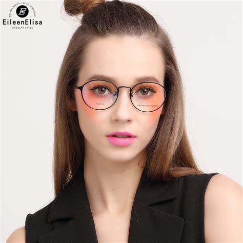 EE Titanium Round Eyeglasses Frames Women Prescription Glasses Circle Glasses Retro Clear Lens ...