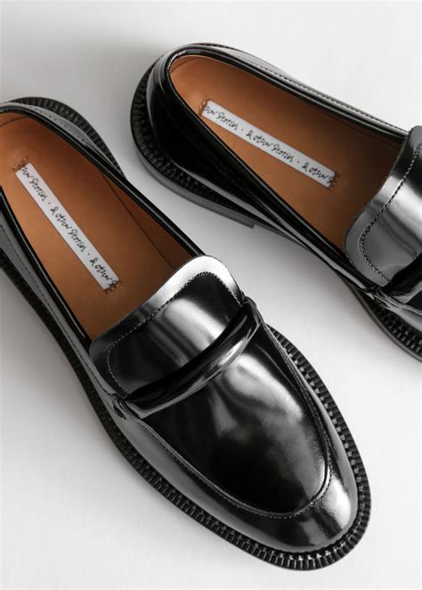 Leather Penny Loafers - Black - Loafers - & Other Stories