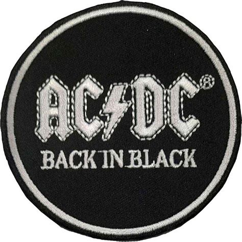 AC/DC Standard Woven Patch: Back In Black Circle. Wholesale Only & Official Licensed