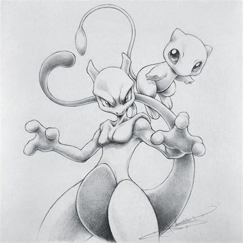 Artist: Itsbirdy | Pokémon | Mewtwo | Mew | Pokemon sketch, Mew and ...