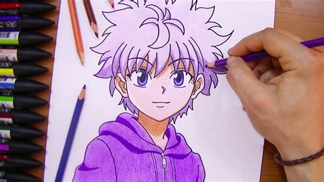 رسم كيلوا زولديك من انمي القناص | تعلم رسم انمي للمبتدئين - YouTube