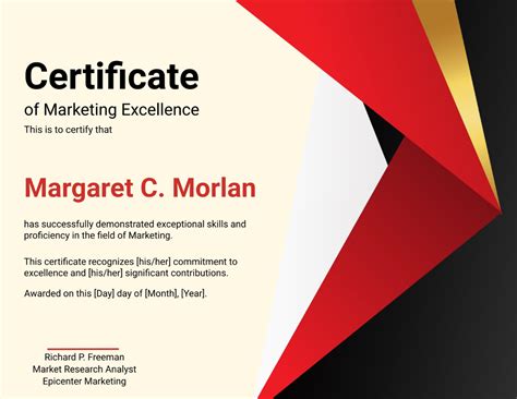 Free Marketing Excellence Certificate Template - Edit Online & Download | Template.net