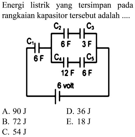 Energi listrik yang tersimpan pada rangkaian kapasitor te...