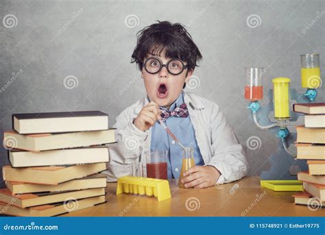 Boy is Making Science Experiments in a Laboratory Stock Image - Image of crazy, background ...