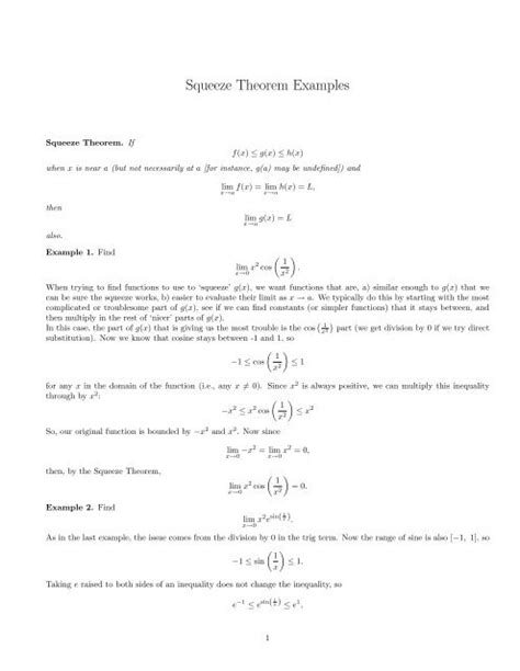 Squeeze Theorem Examples