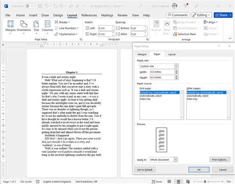 Guide to Getting Published - Setting the page size in MS Word