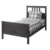 HEMNES bed frame, dark gray stained/Luröy, Twin - IKEA