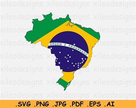 Brazil Map Flag SVG Map of Brazil Brazilian National Flag Brazil Map ...